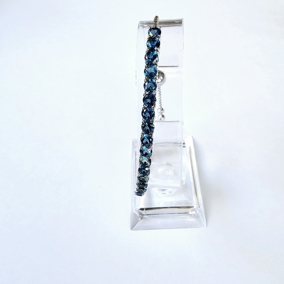 Genuine London Blue Topaz 💙 Bolo Bracelet Rhodium over Sterling Silver! - Picture 3 of 5